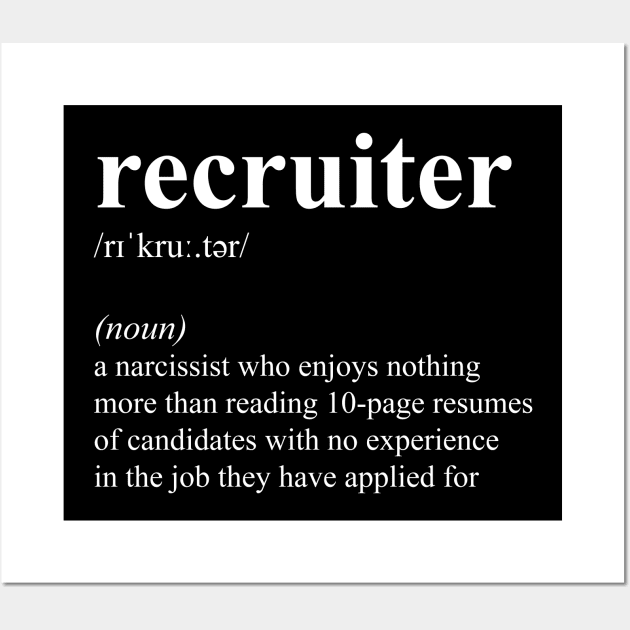 Funny Recruiter Definition Recruitment HR Human Resources Gift Wall Art by JustCreativity